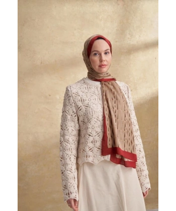 İTHAL VUAL ARMANDA DESEN ŞAL - SÜTLÜ KAHVE