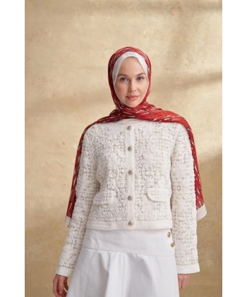 İTHAL VUAL ARMANDA DESEN ŞAL - KIRMIZI