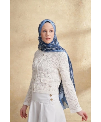 İTHAL VUAL ARMANDA DESEN ŞAL - İNDİGO