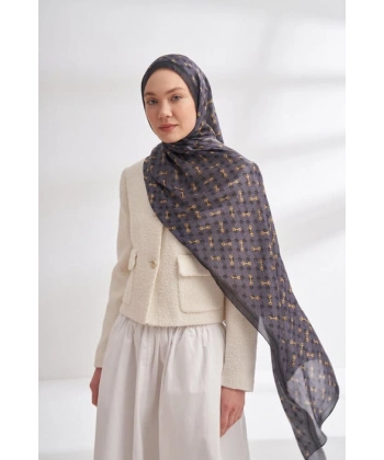 İTHAL VUAL MONOGRAM DESEN ŞAL - ANTRASİT