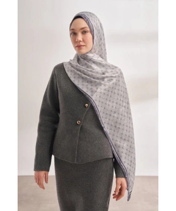 İTHAL VUAL MONOGRAM DESEN ŞAL - GÜMÜŞ