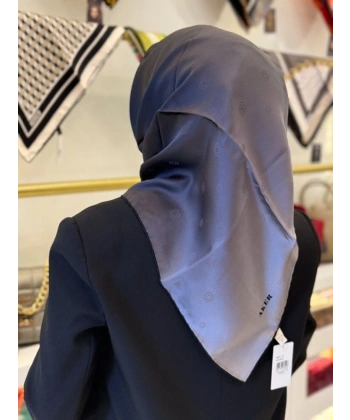 Aker Siyah-Gri İpek Jakar Degrade Eşarp