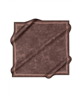 Fırça Desenli 90X90 Taşlanmış İpek Krep Saten Eşarp