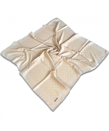 Krem 100X100 Elegance Monogram Eşarp