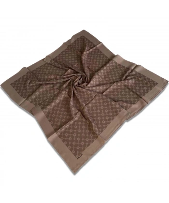 Kahverengi  100X100 Elegance Monogram Eşarp