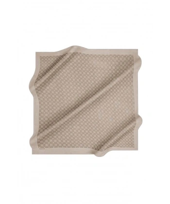 Sütlü Kahve  100X100 Elegance Monogram Eşarp