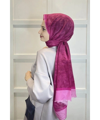 Fuşya 70X200 İpek Koton Şal
