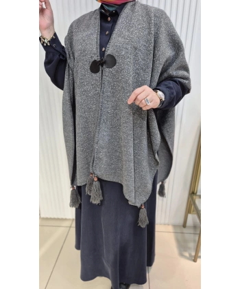 TESETTÜR TRİKO PANÇO GRİ