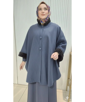 TESETTÜR KAŞE PANÇO İNDİGO MAVİSİ