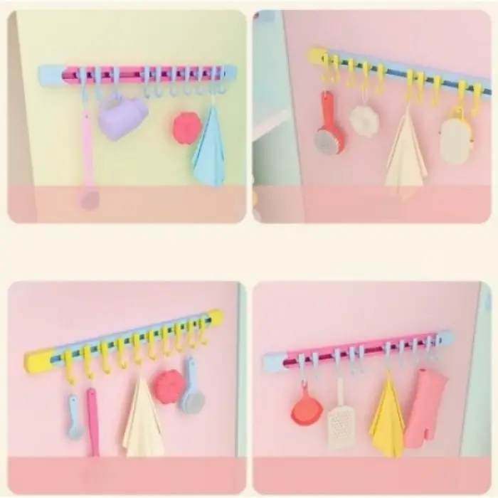 10 Kancalı Raylı Mutfak ve Banyo Düzenleyici Askı