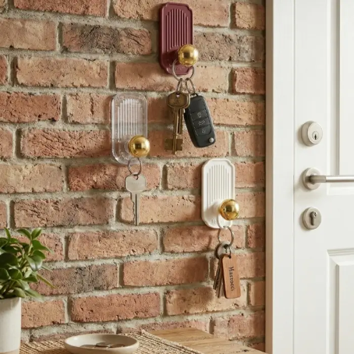 3lü Gold Top Uçlu Yapışkanlı Plastik Askı