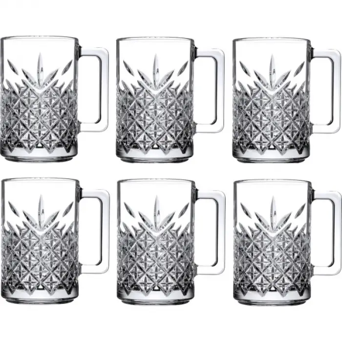 6lı Kulplu Kristal Meşrubat Bardağı