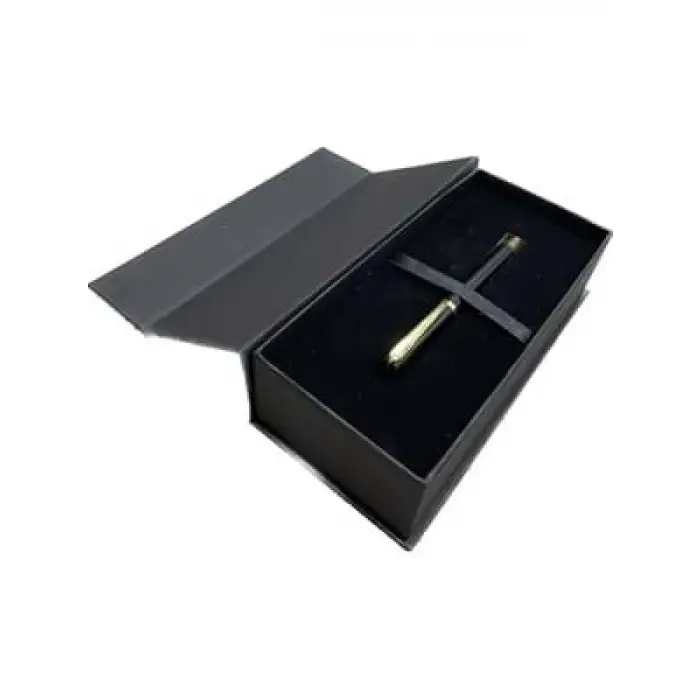 Corvus Parlak Siyah Roller Kalem Altın Klips Kutulu Dvt3