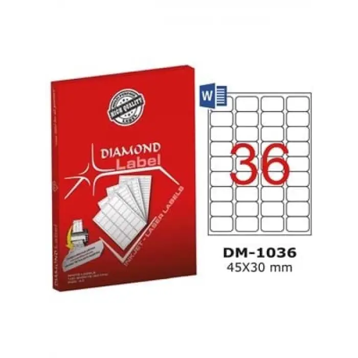 Diamond Label 45x30 Mm A4 Laser Etiket 100lü Dm1036