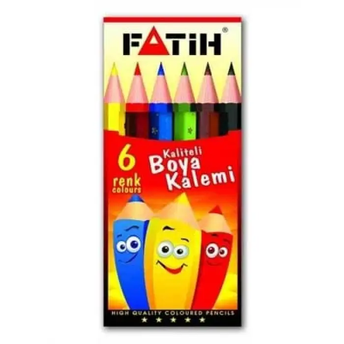 Fatih 6 Renk Yarım Boy Kuruboya Kalemi 33006