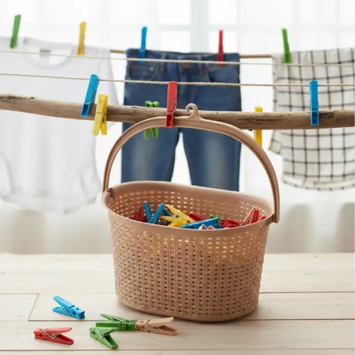 Hasır Görünümlü Mandal Sepeti