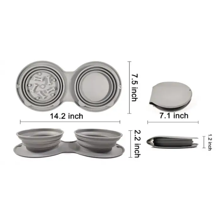 Katlanabilir İkili Mama ve Su Kabı