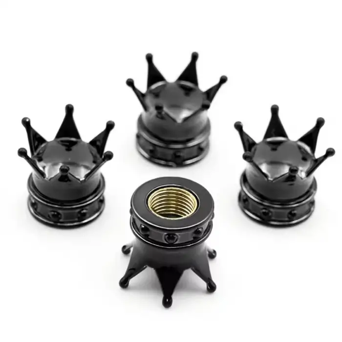 Kral Tacı Alüminyum Sibop Kapağı 4lü Siyah