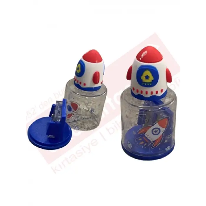 Mikro Çift Delikli Astronot Figürlü Pvc Kalemtraş Sp6765