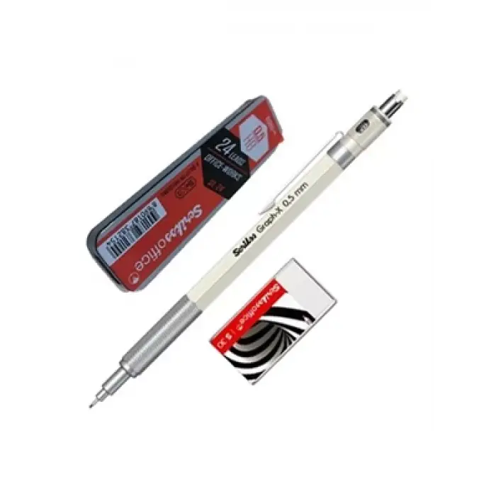 Scrikss Graphx Metal Versatil Kalem+silgi+min 0.5 Beyaz