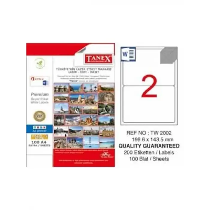 Tanex 199.6x143.5 Laser Etiket 100 Lü Tw2002