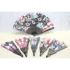 Plastik Çiçek Desenli Yelpaze