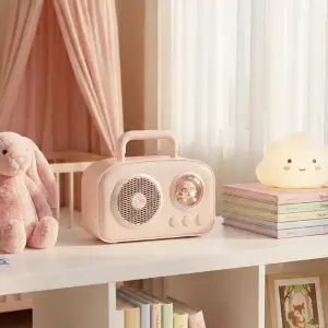 Sevimli Tasarımlı Taşınabilir Radyolu Bluetooth Hoparlör Pembe