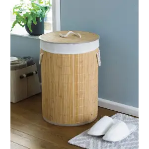 Yuvarlak Bambu Kirli Sepeti