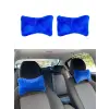Yumuşak Peluş Ortopedik Araba Seyahat Boyun Yastığı 2li Mavi