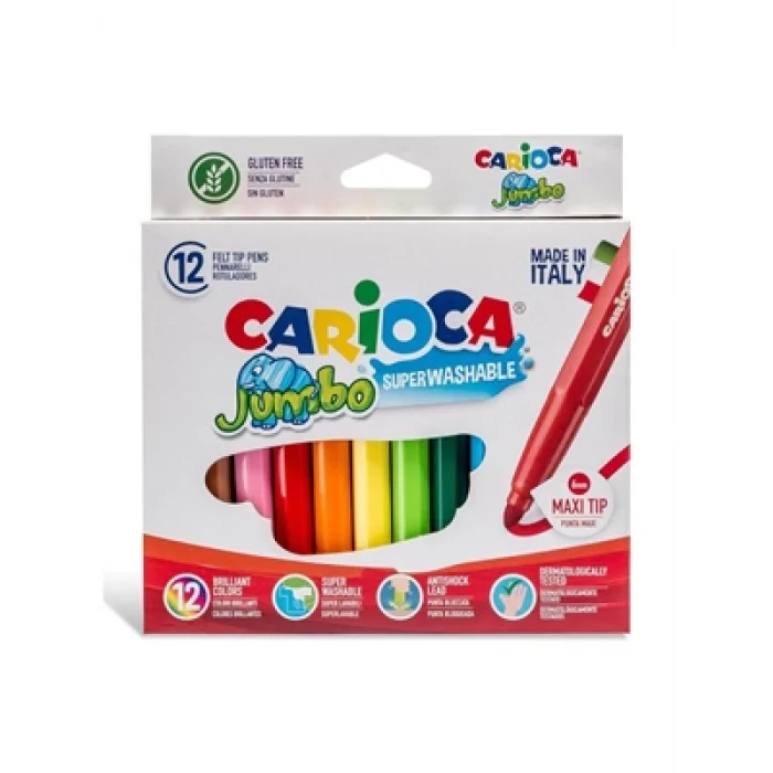 Carioca Jumbo Süper Yıkanabilir Keçeli Kalem 12li 40569