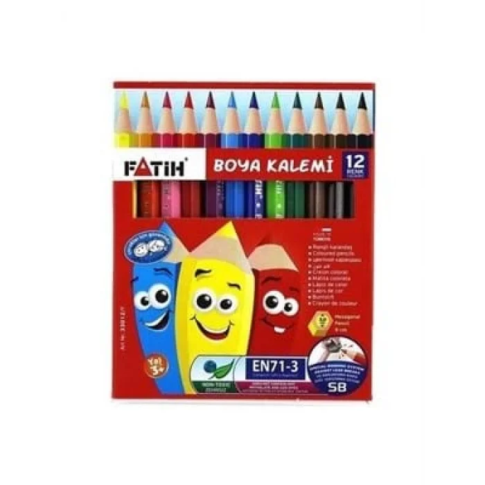 Fatih 12 Renk Yarım Boy Kuru Boya Kalemi 33012