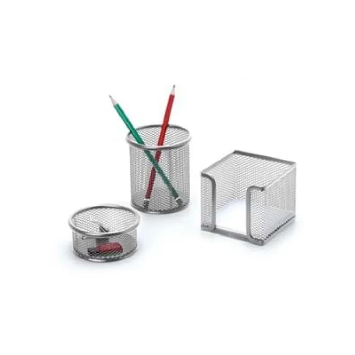 Inox Perforeli Kalemlik Seti 3lü Gümüş 0690