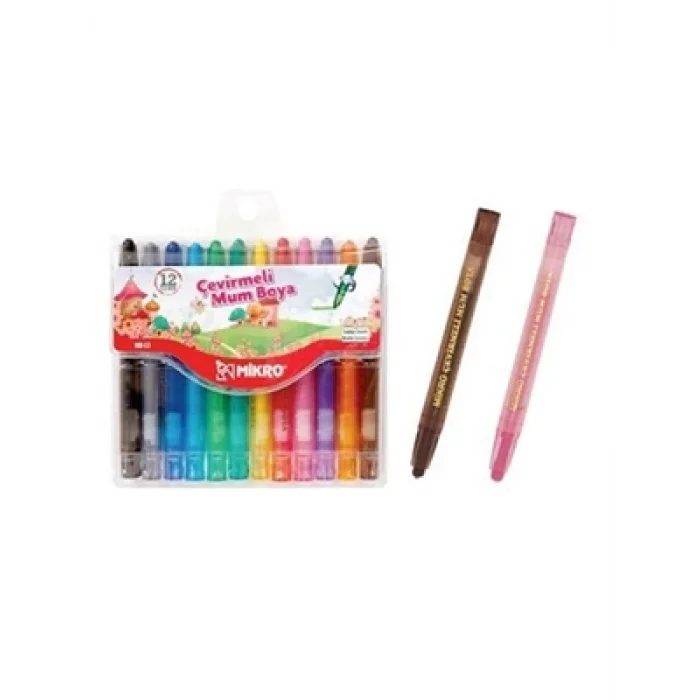 Mikro Çevirmeli Mum Boya 12 Renk Mb13