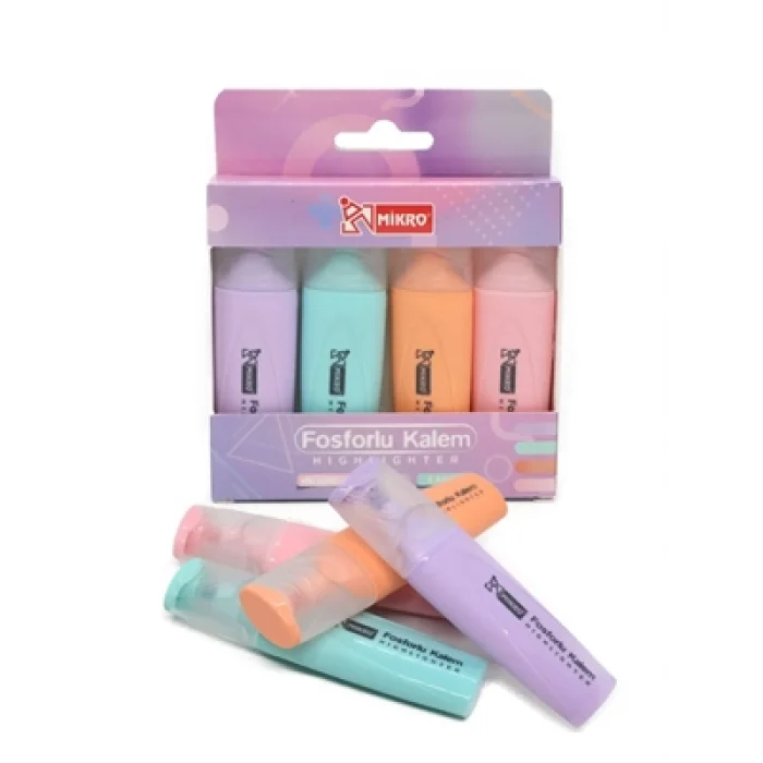 Mikro Mini Fosforlu Kalem 4lü Neon Renkler Mk6044