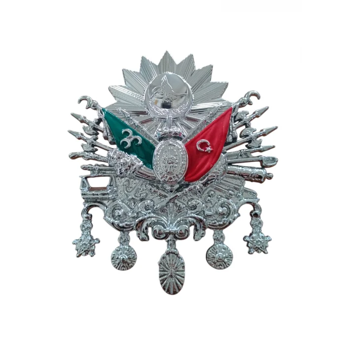 Osmanlı Devlet Arması Vidalı Kabartma Logo Küçük 10x8cm Krom