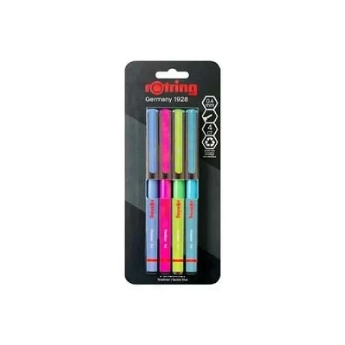 Rotring Liner Keçe Uçlu Kalem 4 Lü Canlı Renkler 2166331