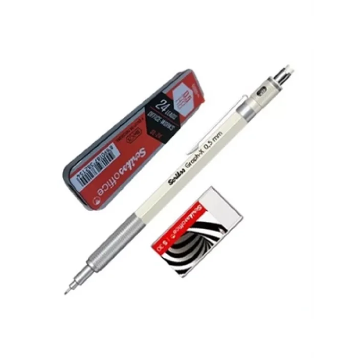 Scrikss Graphx Metal Versatil Kalem+silgi+min 0.5 Beyaz