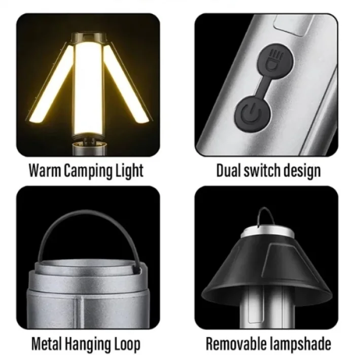 Teleskopik Şarj Edilebilir Çadır Kamp Işığı