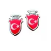 Türk Bayraklı  Arma Damla Etiket Kırmızı 2li