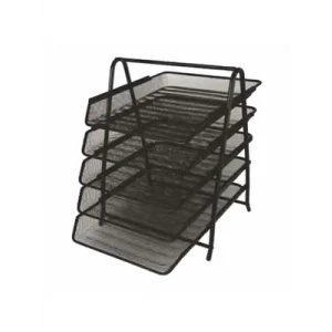 İnox Perforeli Hareketli Metal 5 Li Evrak Rafı Siyah 0607