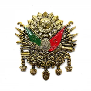 Osmanlı Devlet Arması Kabartma Logo Vidalı Küçük 10x8cm Gold
