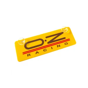 O.Z Racing Sarı Dekor Plaka Vantuzlu Cam Süsü 22x7.5cm