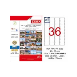 Tanex 45x30 Laser Etiket Tw2036 100lü