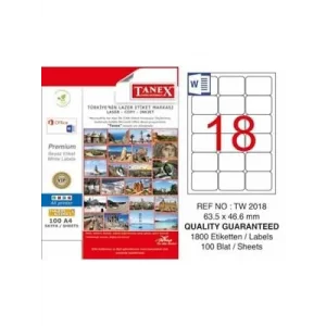 Tanex 63.5x46.6 Laser Etiket Tw2018