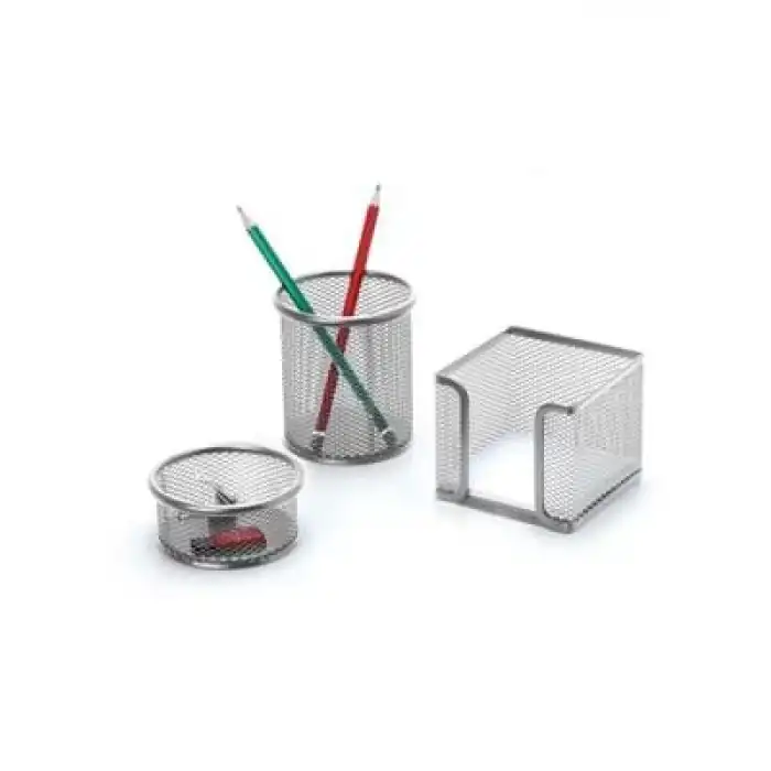 Inox Perforeli Kalemlik Seti 3lü Gümüş 0690