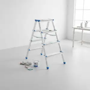 4+4 Çift Basamaklı Alüminyum Metal Merdiven