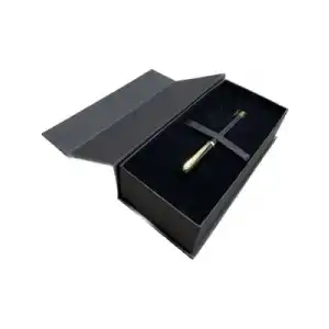 Corvus Parlak Siyah Roller Kalem Altın Klips Kutulu Dvt3
