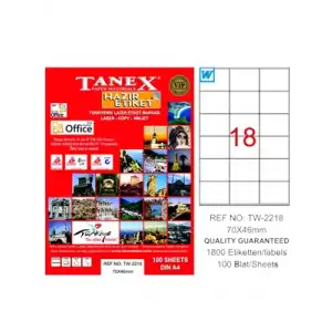 Tanex 70x46 Laser Etiket 100 Lü Tw2218
