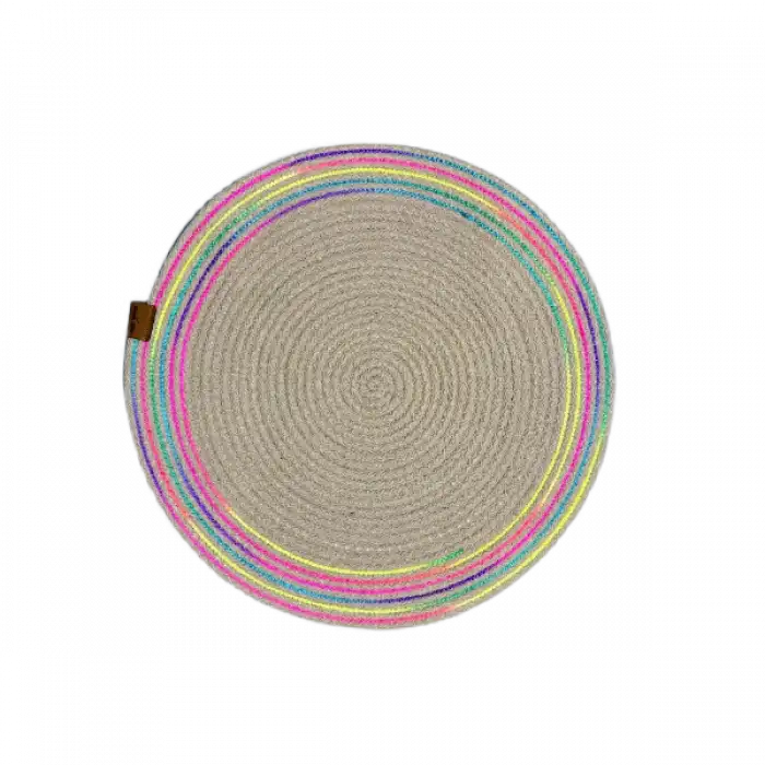 3e grup 39cm Neon Renkli Şeritli Jüt Örme Supla Amerikan Servis