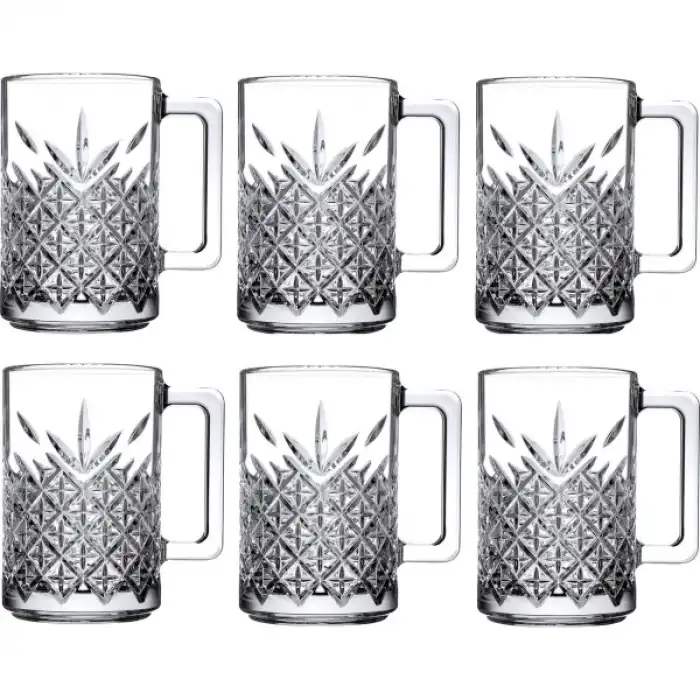 6lı Kulplu Kristal Meşrubat Bardağı